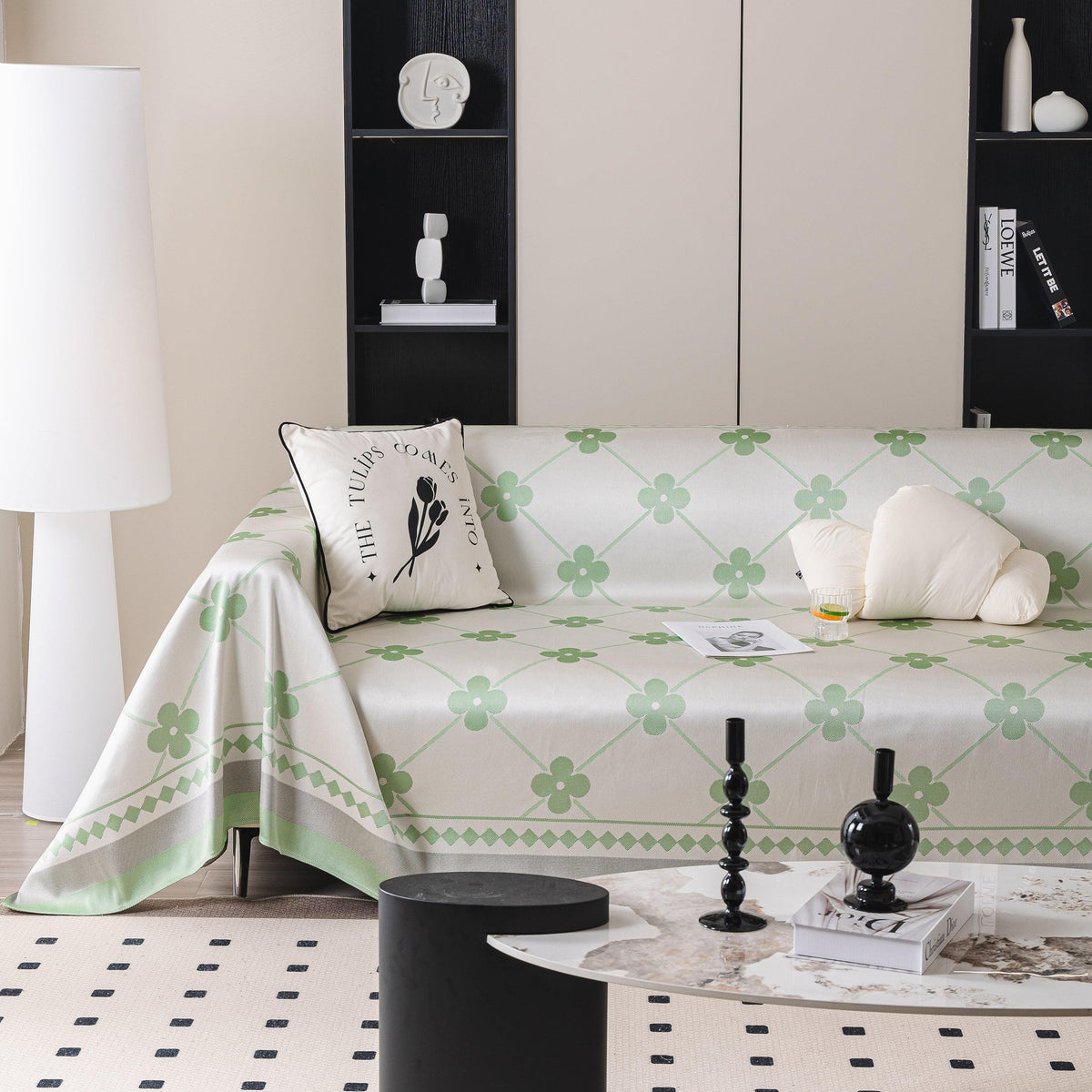 Cooling Four-Leaf Clover Hope Faith Love Luck Summer Comfy Ice Silk Furniture Throw Covers for Sofas