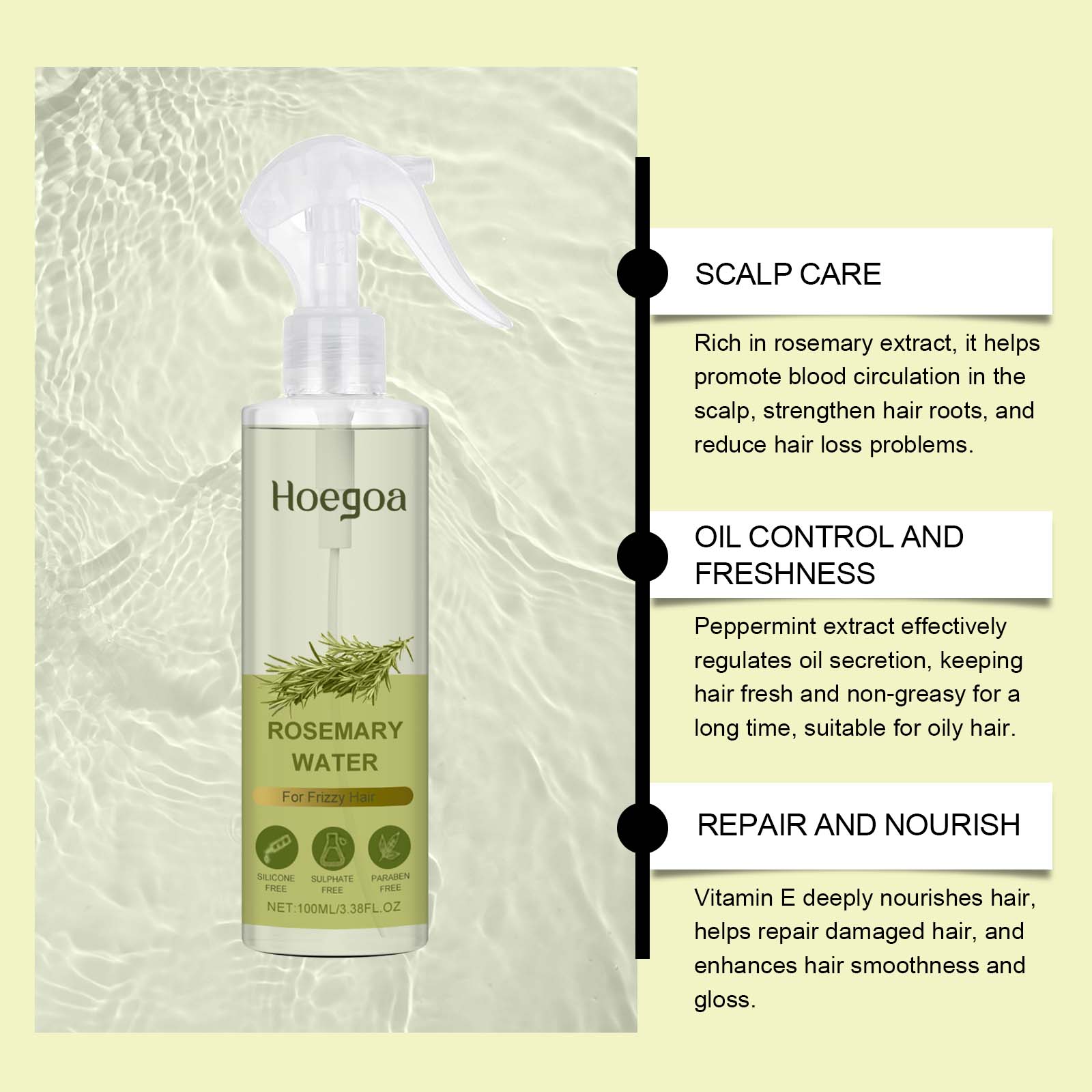 Rosemary Hair Care Spray Nourishes, Nurses, Softens And Leaves Fragrance, Strengthens And Restores Glossy Hair