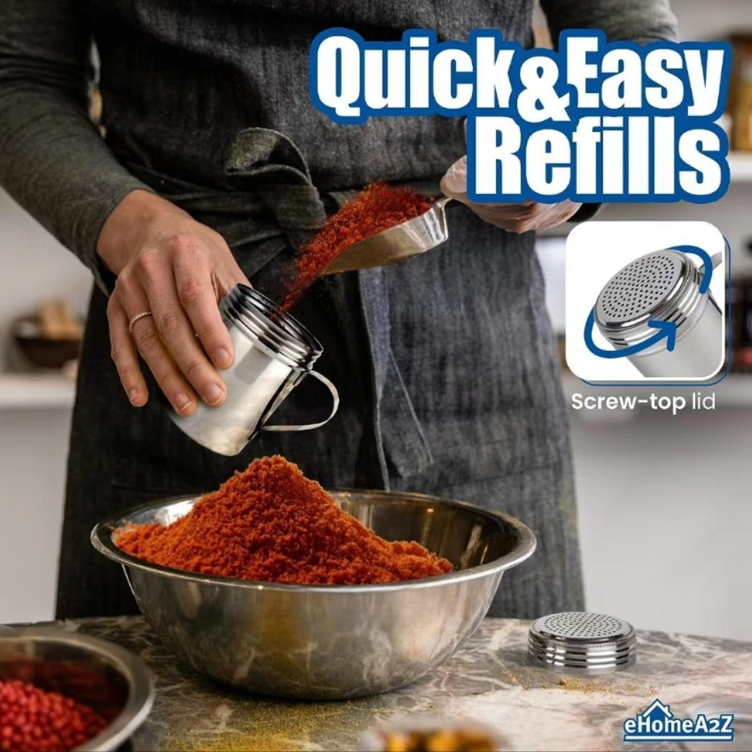 304 stainless steel powder dispenser 127 hole curved handle seasoning barbecue can kitchen supplies