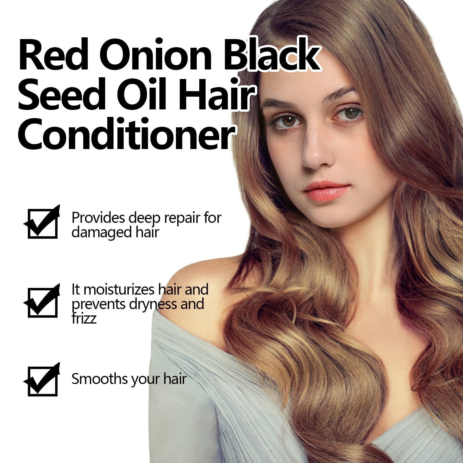 Red Onion Black Seed Oil Hair Conditioner, Nourish The Dry Short-Tempered Smooth And Glossy Hair End Fragrance Conditioner