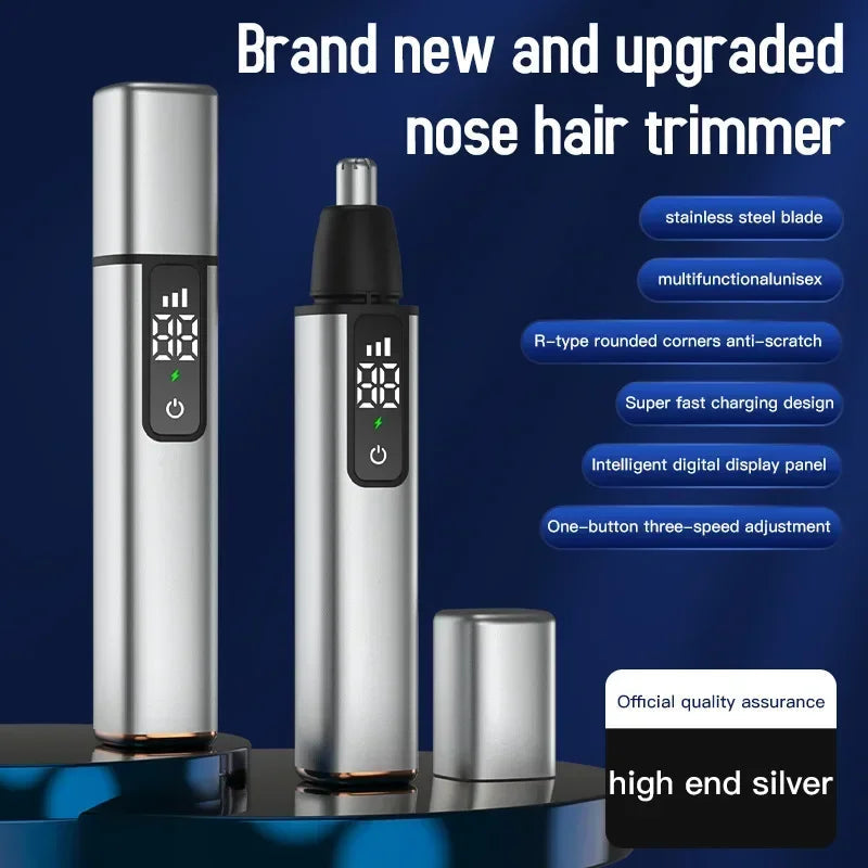 Portable LED Display Nose Hair Remover Electric Nose Hair Trimmer USB Charging Safety Face Hair Cleaning Care Kit