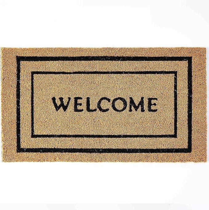 KANKUN Coco Coir Door Mat with Heavy Duty Backing, Welcome Doormat (17