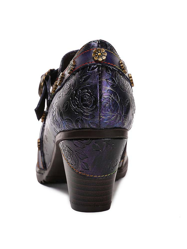 Adalee Retro Floral Embossed Shoes