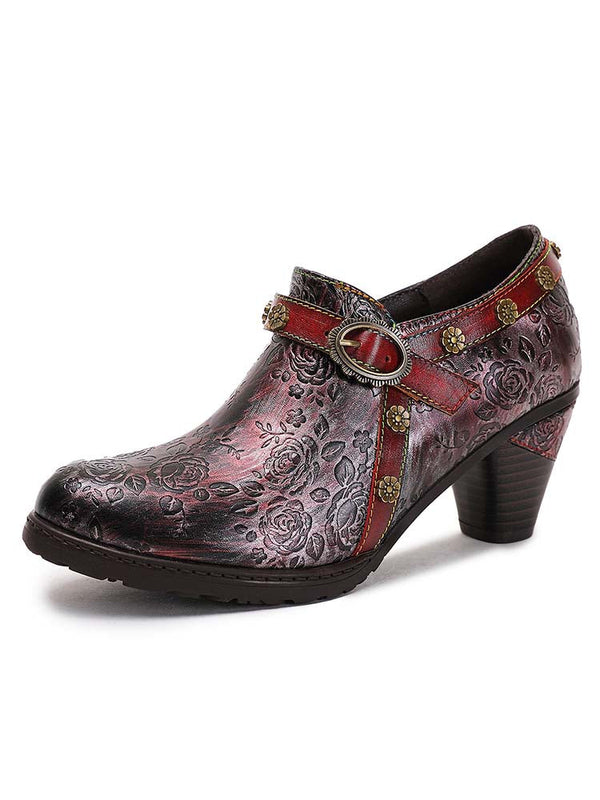 Adalee Retro Floral Embossed Shoes