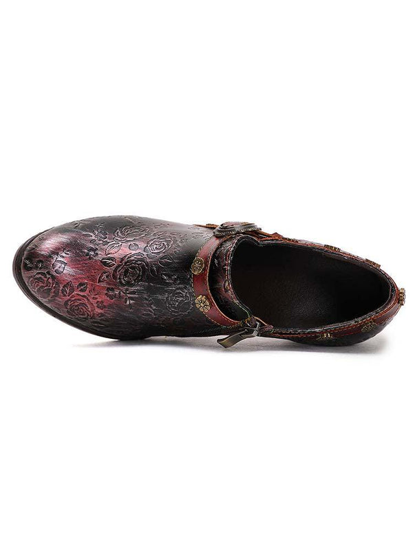 Adalee Retro Floral Embossed Shoes