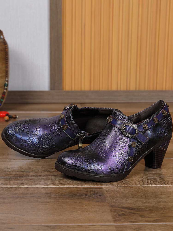 Adalee Retro Floral Embossed Shoes