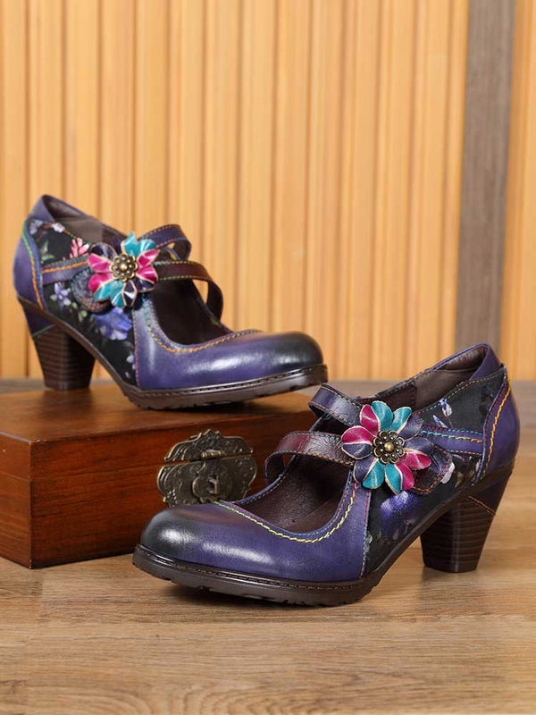 Veda Hand Embossed Leather Shoes