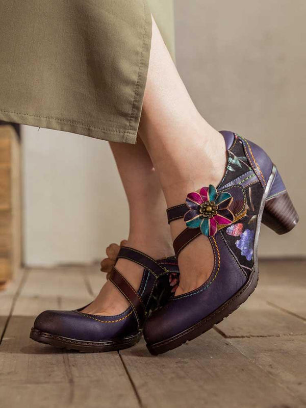 Veda Hand Embossed Leather Shoes