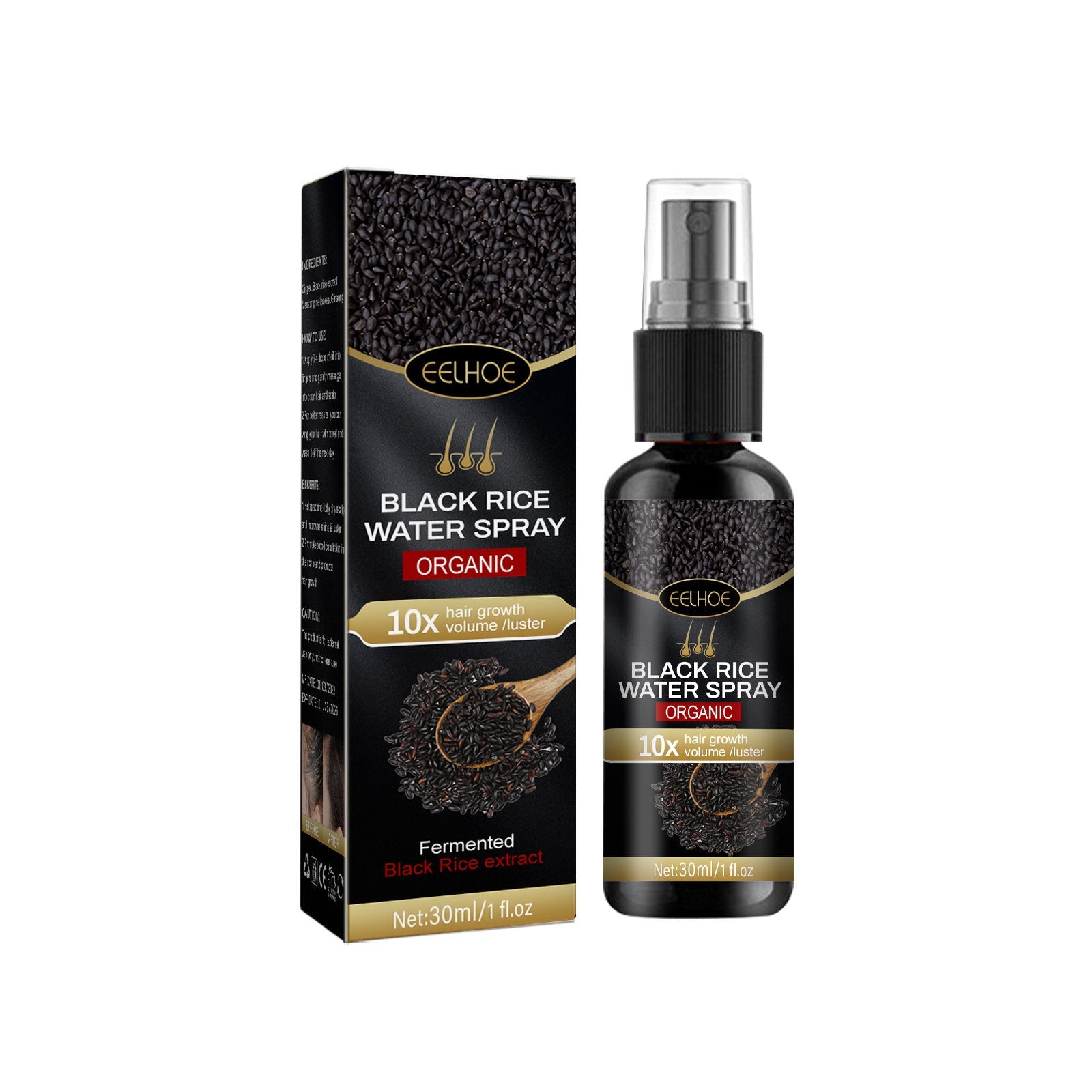 Black Rice Hair Spray Strengthen And Strengthen Hair Dense Hair Hydrating Repair Root Soft Hair Growth Spray