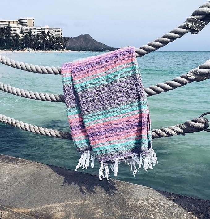 Del Mex Classic Mexican Blanket, Large Authentic Woven Falsa Throw (70
