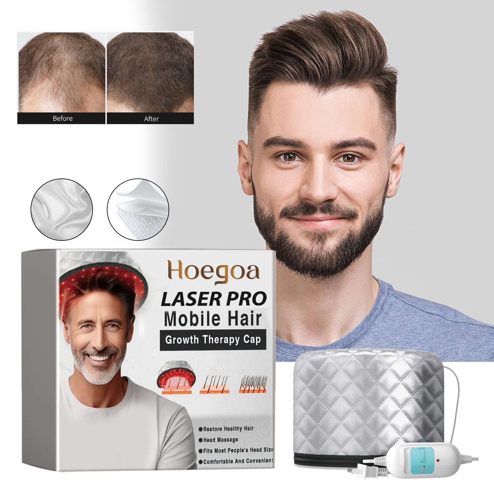 Moving Hair Growth Treatment, Repair Frizzy, Smooth And Dense Hair Scalp Care Heating Massage Cap