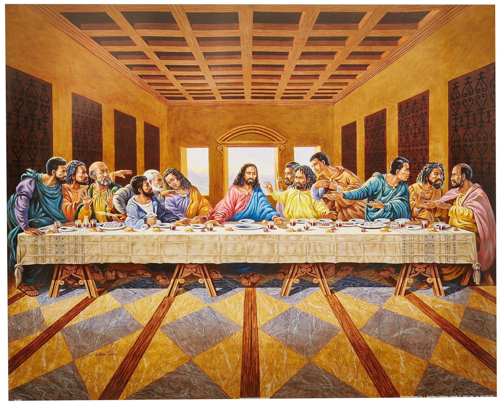 African American Last Supper - 16x20 Inch Christian Art Print | Jesus Christ Painting