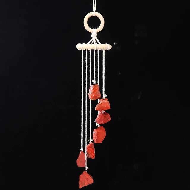 Natural crystal raw stone wind chime paper box set handmade DIY weaving home decoration car interior pendant