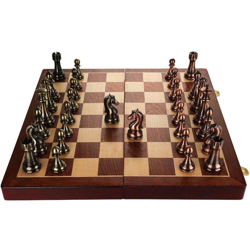 Solid wood folding chessboard oversized chess pieces Western chess