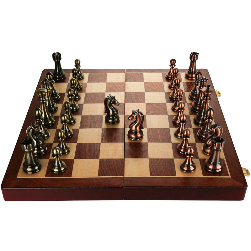 Solid wood folding chessboard oversized chess pieces Western chess