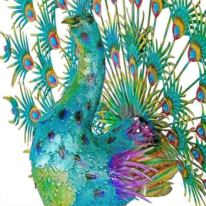 Alpine Corporation HEH376 Jumbo Sized Iron Majestic Peacock Decor, Elegant Garden & Patio Bird Statue, 55
