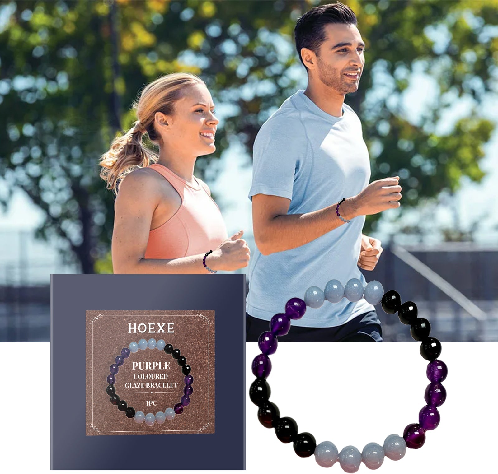 Purple Glass Bracelet, Glass Crystal Personality Fashion Decorative Clothing Accessories Hand Beaded Bracelet