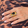 Retro Irregular Inlaid Gemstone Ring Geometric Acrylic Versatile Ring Set - Light Gold Ring 0798