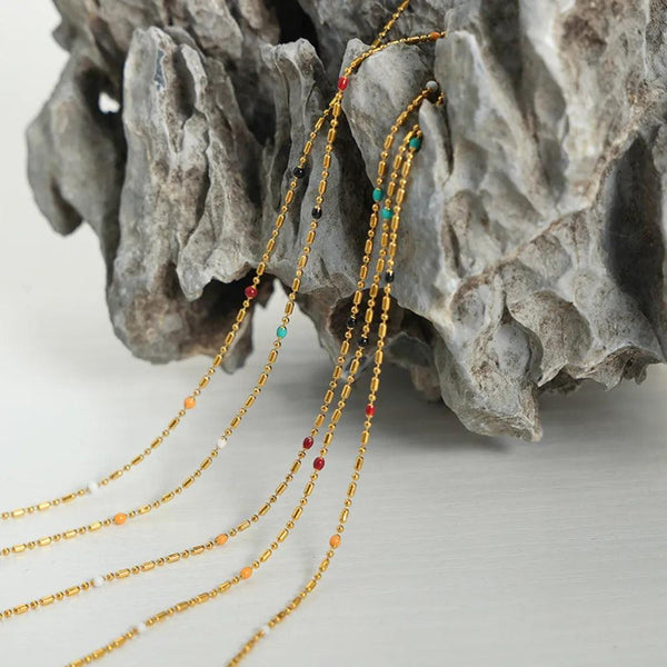 Simple rice bead splicing rice bead chain design drop glaze clip bead chain