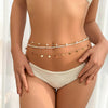 Beach style sexy rice bead multi-layer waist chain cross-border metal sequin bead waist chain - Gold 4921