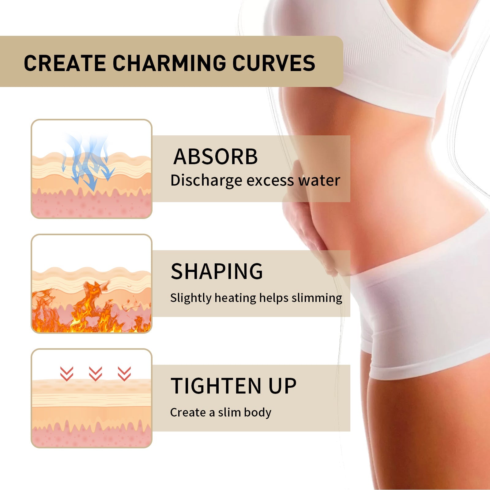 Body Slimming Tightening Gel, Firming Arms Worship Meat Belly Highlights Body Curves Slimming Gel
