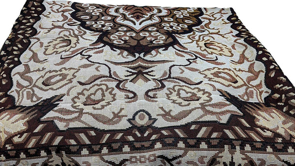 DaDa Bedding Elegant Tapestry Throw Blanket, Golden Persian Style Rug Ornate Floral - 50” x 60” (7175)