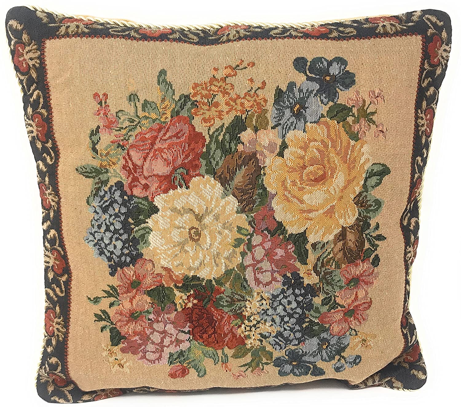 DaDa Bedding Breath of Spring Dark Border Floral Elegant Throw Pillow Cushion Cover 18