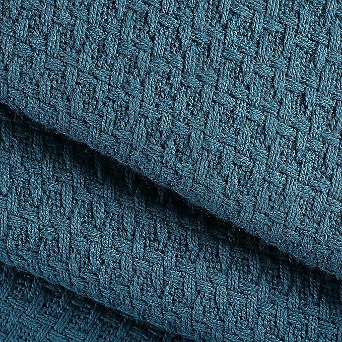 Elvana Home 100% Cotton Bed Blanket, Breathable Bed Blanket King Size, Cotton Thermal Blankets King, Perfect for Layering Any Bed for All Season, Teal Green