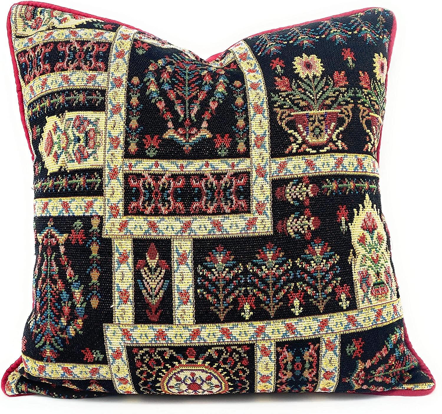 DaDalogy Bedding Dark Noir Botanical Mughal Floral Vintage Fleur Tapestry Throw Pillow Covers 16