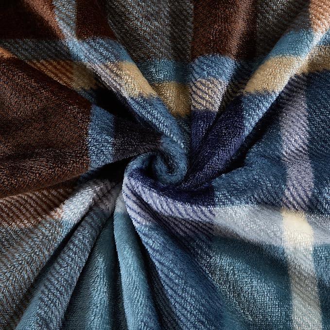 MERRYLIFE Throw Blanket Plaid Sherpa | Ultra-Plush Soft Colorful | Decorative Couch Travel Blanket | (50