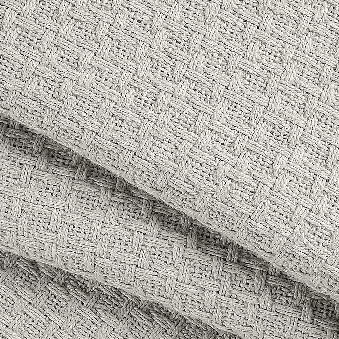 BELIZZI HOME 100% Cotton Bed Blanket, Breathable Bed Blanket King Size, Cotton Thermal Blankets King, Perfect for Layering Any Bed for All Season, Light Grey