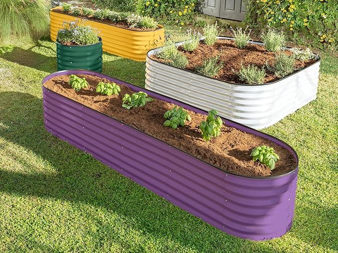 9-in-1 Galvanized Steel Raised Garden Bed // 8×2×1.5 ft Modular Planter for Gardening, Vegetables, Flowers // 18
