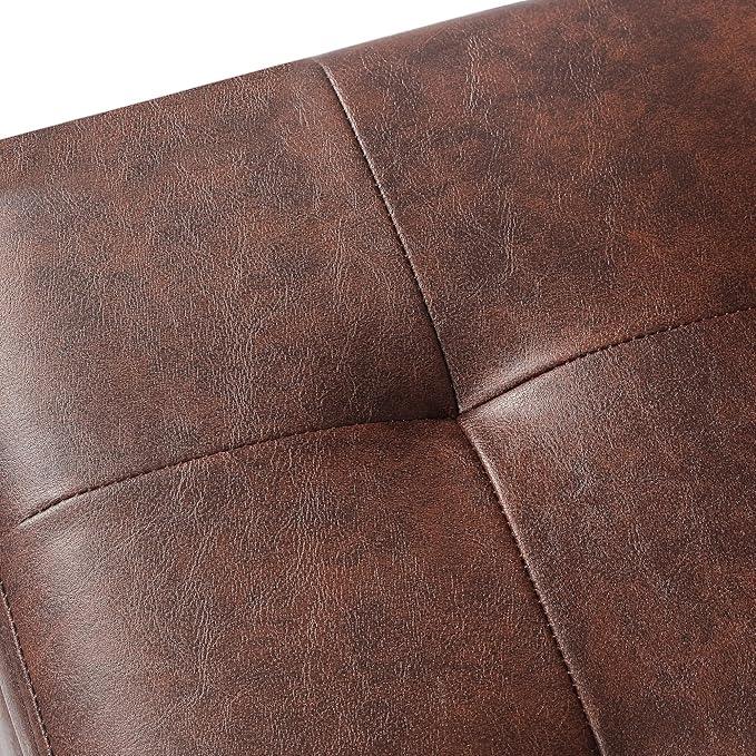 Adeco Faux Leather Storage Ottoman Bench with Wood Legs, 17.7