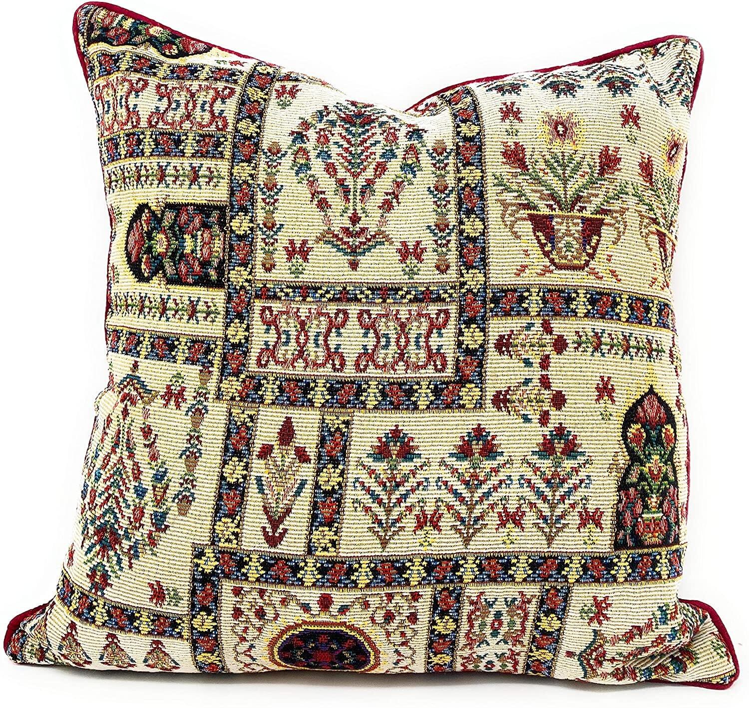 DaDalogy Bedding Light White Mughal Floral Botanical Cottage Fleur Tapestry Throw Pillow Covers 16