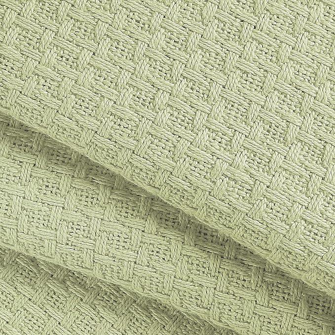 BELIZZI HOME 100% Cotton Bed Blanket, Breathable Bed Blanket Twin Size, Cotton Thermal Blankets Twin, Perfect for Layering Any Bed for All Season, Sage Green