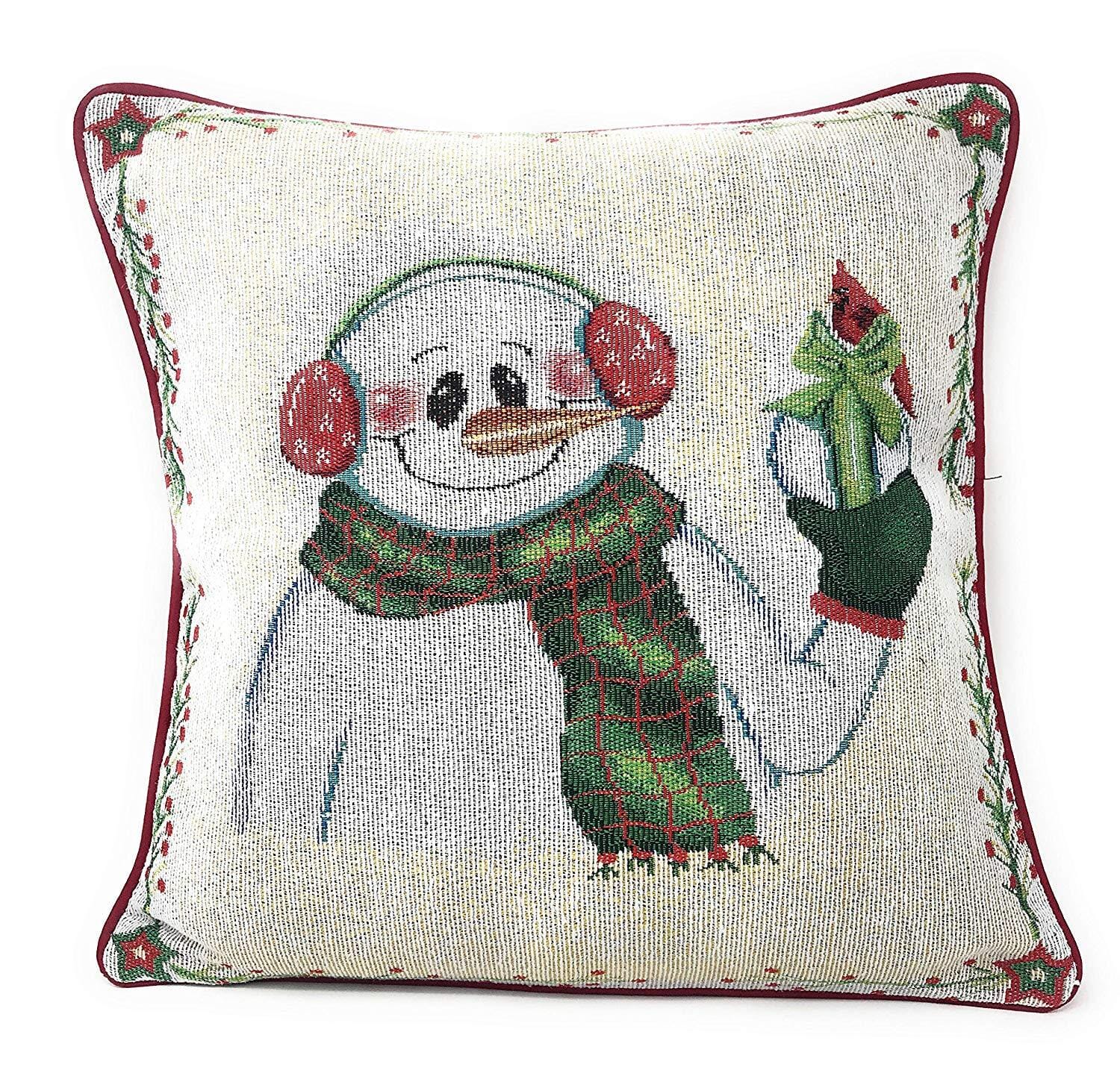 DaDa Bedding Set of 4 Pieces - Magical Santa Snowman Gingerbread Christmas Holiday Tapestry Throw Pillow Covers Bundle Pack - 16