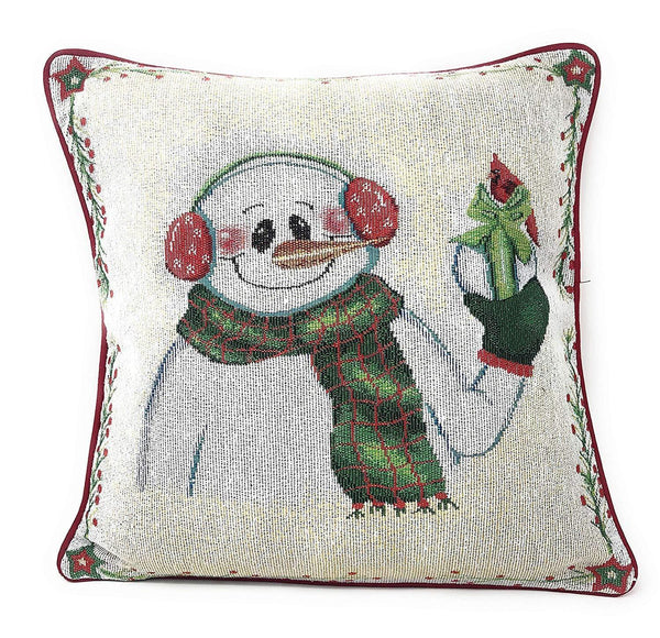 DaDa Bedding Set of 4 Pieces - Magical Santa Snowman Gingerbread Christmas Holiday Tapestry Throw Pillow Covers Bundle Pack - 16