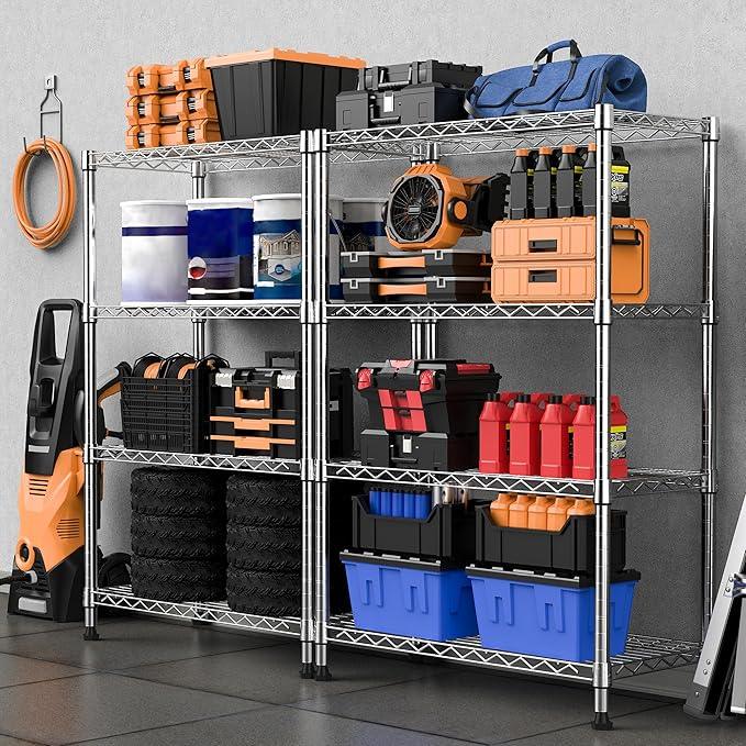 1000 lbs Storage Shelving 4-Tier Utility Shelving Unit Steel Organizer Wire Rack for Home,Kitchen,Office,Chrome (13.7
