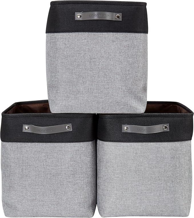 DECOMOMO Extra Large Storage Baskets 54.5L Fabric Storage Bins for Organizing Linen Closet, Toys, Nursery (Grey and Black, XXXL - 3 pack)