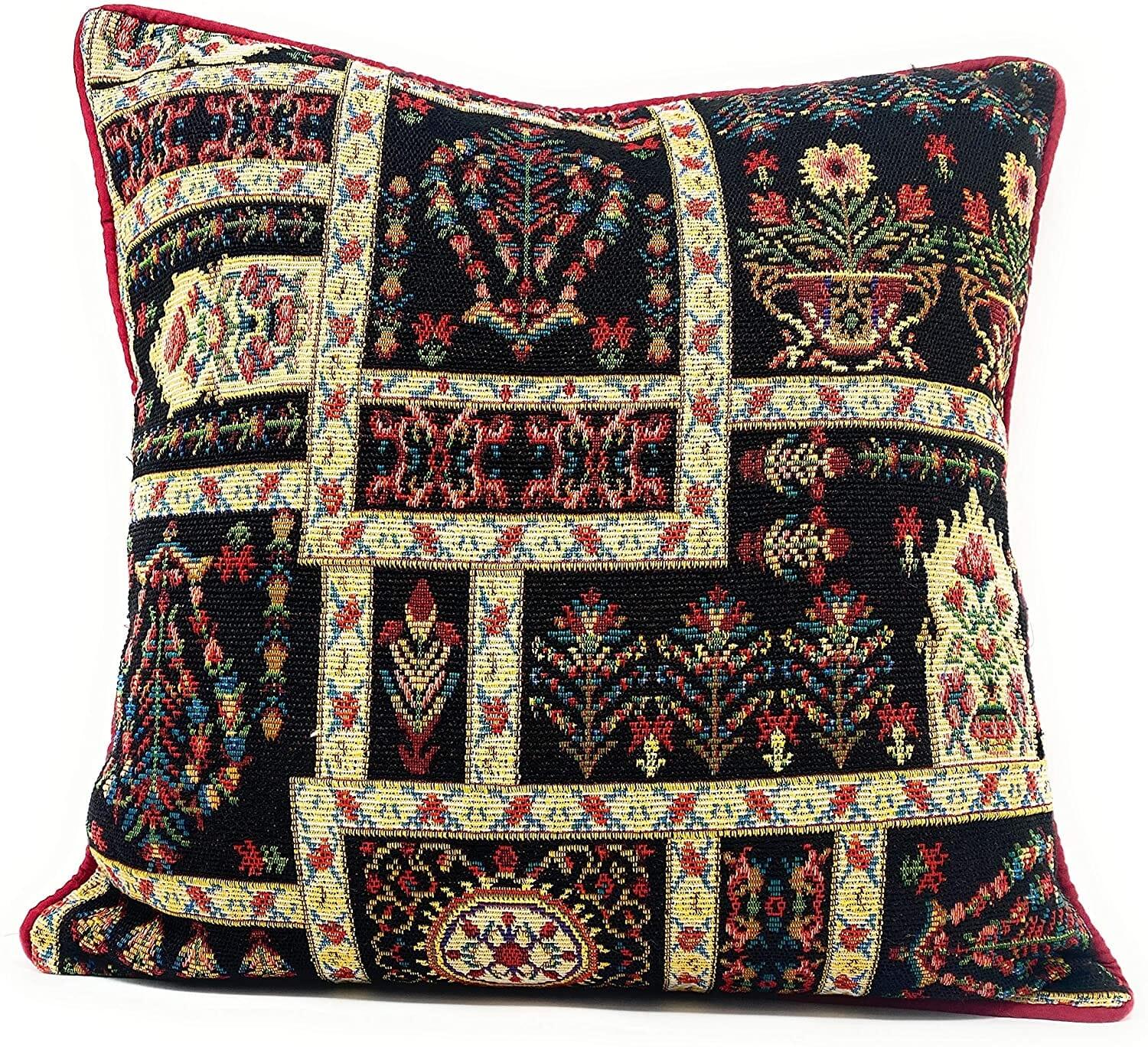 DaDalogy Bedding Dark Noir Botanical Mughal Floral Vintage Fleur Tapestry Throw Pillow Covers 16