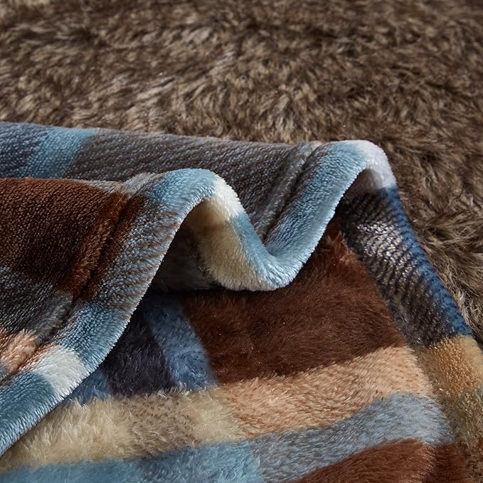 MERRYLIFE Throw Blanket Plaid Sherpa | Ultra-Plush Soft Colorful | Decorative Couch Travel Blanket | (50