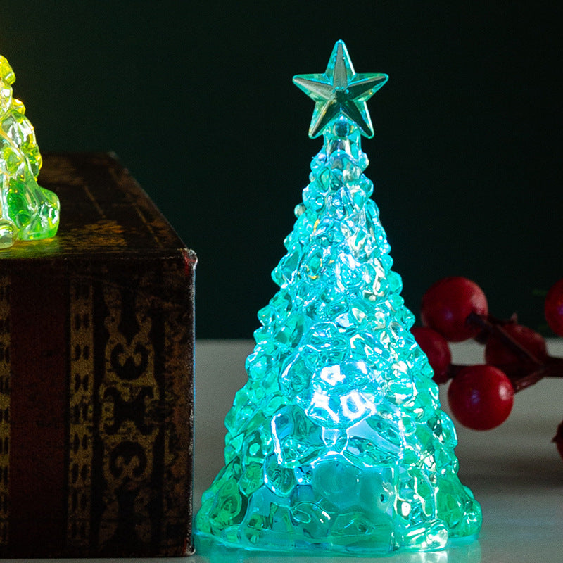 Christmas decoration mini luminous Christmas tree transparent crystal night light cross-border desktop decoration props small gifts