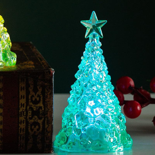Christmas decoration mini luminous Christmas tree transparent crystal night light cross-border desktop decoration props small gifts