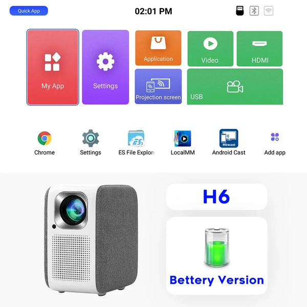 Original Touyinger H6 LED Android Projector Full HD 1080P Outdoor projectors WIFI Portable Beamer MINI TV Led Home Theater - Gifts for You 'n Me