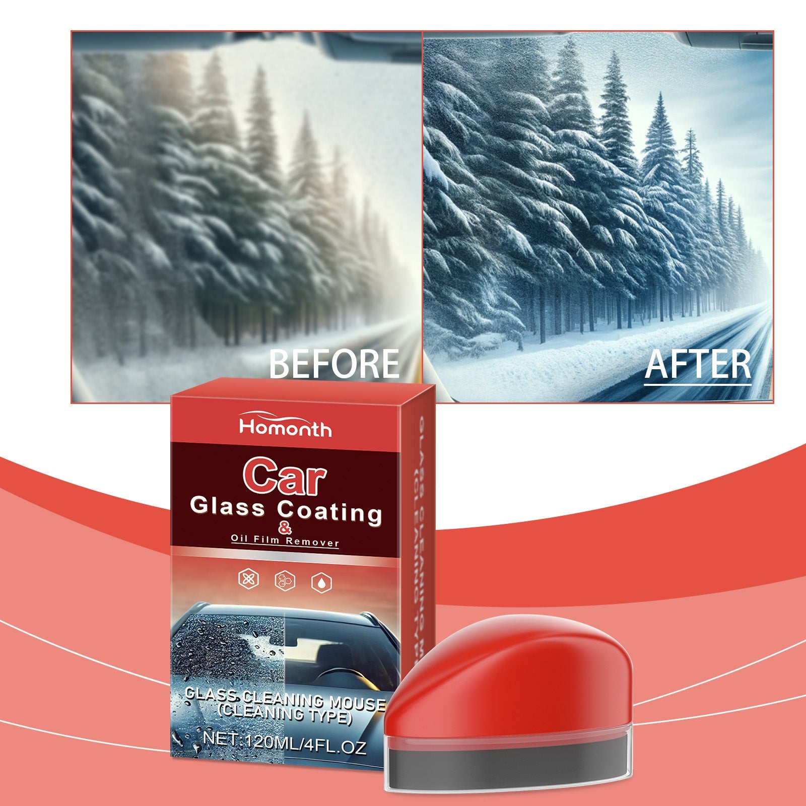 Glass Oil Film Cleaner, Automotive Windshield Bright Cleaning Coating Crystal Plating Agent Oil Film Decontamination