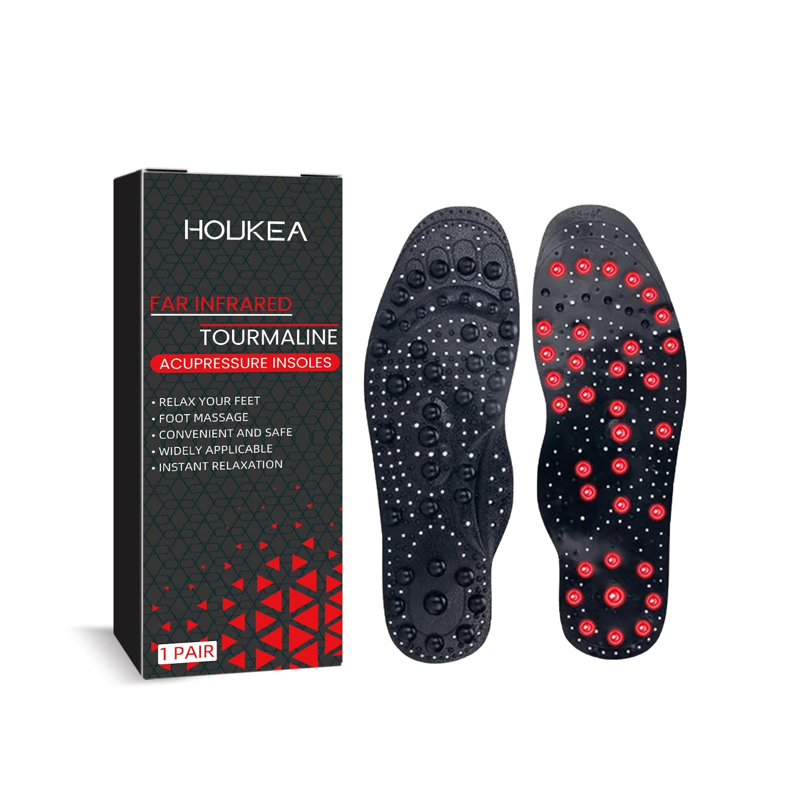Far Infrared Tourmaline Acupressure Insoles, Vein Repair Body Care Slimming Body Anti-Slip Wear Arch Support Insoles