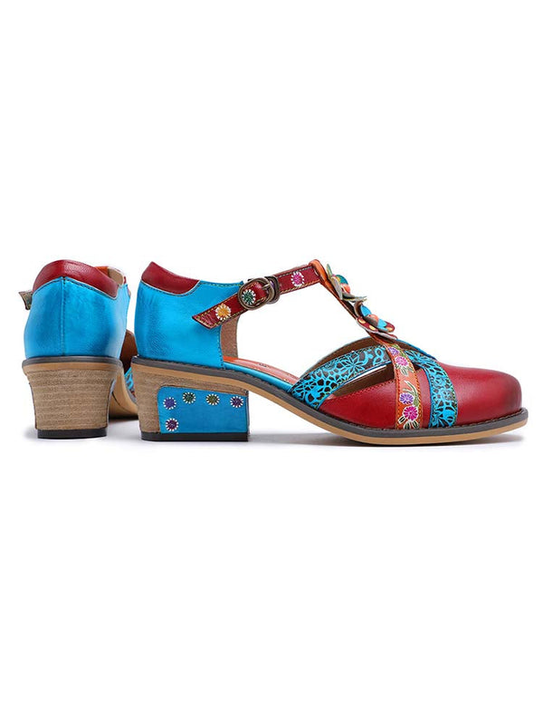 Genuine Leather Flower Retro Shoes