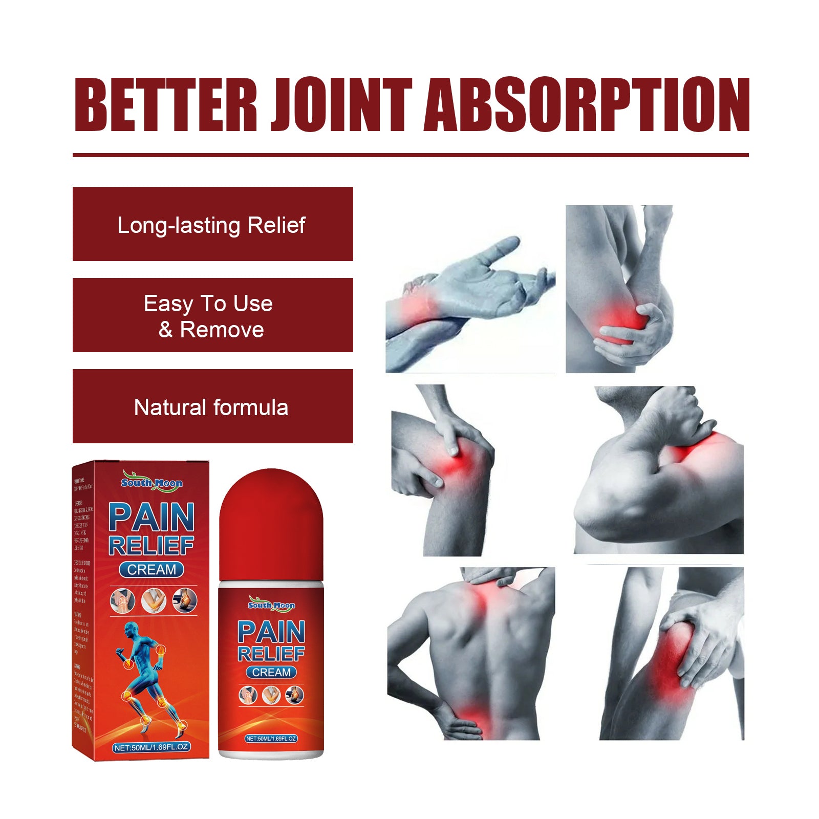 Pain Relief Cream, Elbow Shoulder Neck Knee Vertebra Waist Leg Joint Pain Relief Rolling Ball