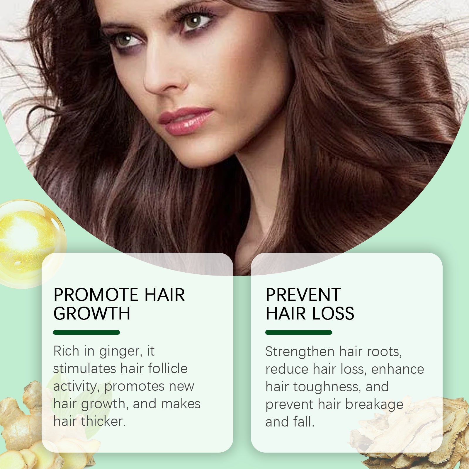 Ginger Hair Care Essential Oil Mild Ingredients Herbal Ginger Nourishes Hair Soft Beautiful Essential Oil