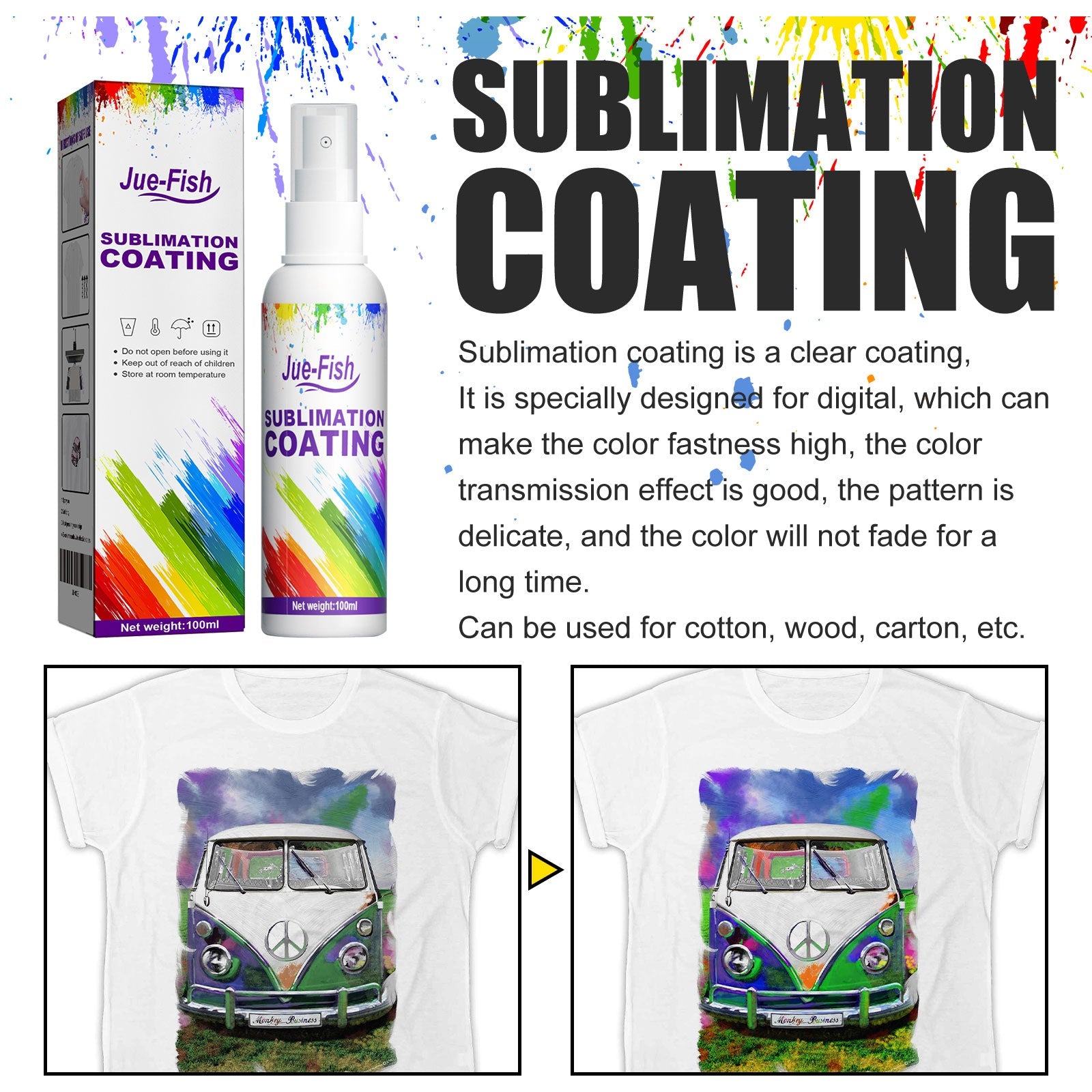 Sublimation Coating Spray Clothing Hot Drawing Heat Transfer Printing Wear-Resistant Stain Resistant Multi-Purpose Adhesion